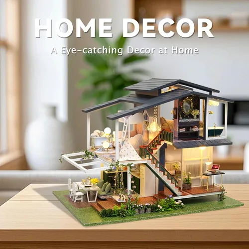 Miniatura 5 de Flever Kit de casa de muñecas en miniatura DIY, habitación creativa con muebles para un regalo artístico romántico (Jardín de Monet)