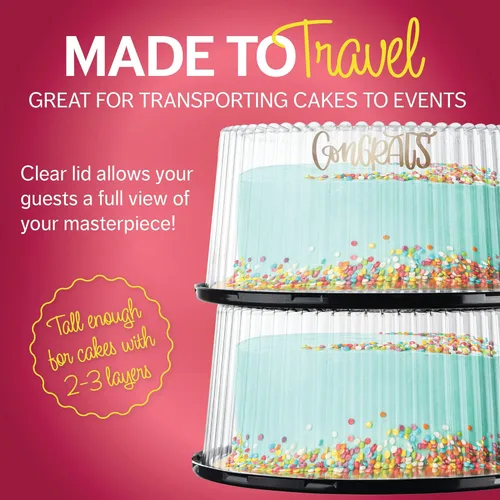 Miniatura 5 de Contenedores transportadores desechables de plástico para pasteles de 10-11 pulgadas con tapas de cúpula y bases para pasteles 5 transportadores