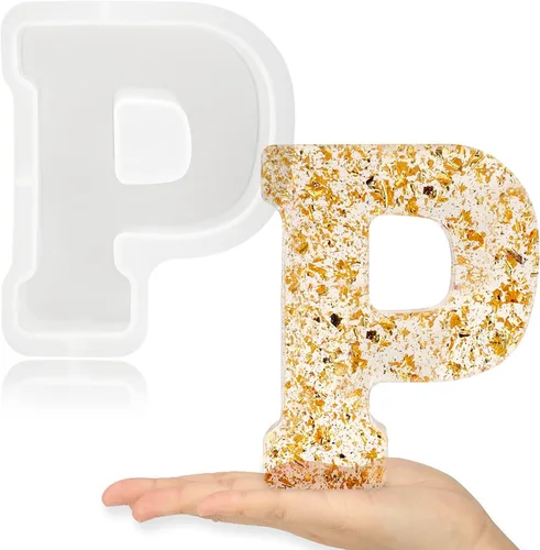 Miniatura 18 de Gartful Moldes de letras grandes de 7 pulgadas para resina, molde de resina epoxi del alfabeto mayúscula 3D J mayúscula, moldes de letras de resina
