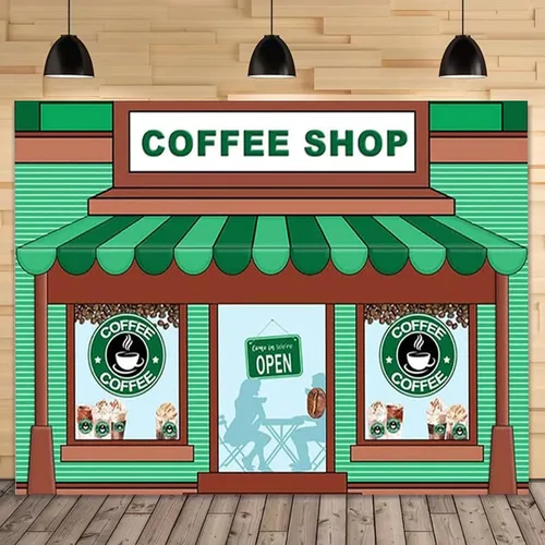 Telón de fondo de caricaturas para fotografía de café – Fondo de helado de primer cumpleaños con rayas verdes para niños y baby shower (5 x 3 pies)