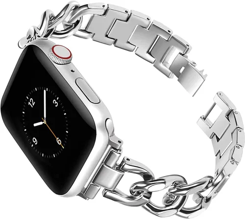 Miniatura 9 de Compatible con Apple Watch Band para mujer y hombre de 1.614 in 1.575 in 1.496 in 1.732 in 1.772 in 1.654 in Ultra 1.929 in, pulsera de acero