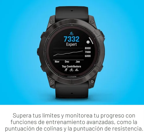 Miniatura 7 de Garmin fēnix 7X Pro Sapphire Solar, reloj inteligente GPS multideportivo, linterna integrada, capacidad de carga solar, color negro 2-Titanio DLC