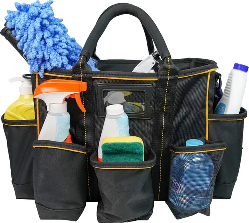 Miniatura 5 de MELOTOUGH Bolsa de suministro de 14 pulgadas Bolsa de herramientas con parte superior abierta Bolsa organizadora de herramientas con correa