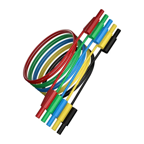 Miniatura 7 de Cable de prueba de enchufe de plátano de seguridad de 0.157 in, 5 uds., 39.4 in/3.3 pies, línea cubierta de seguridad totalmente aislada para cable