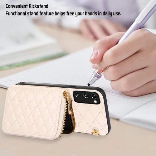 Miniatura 3 de Funda cartera desmontable con correa cruzada para Samsung Galaxy S20 FE 5G 6.5 pulgadas con cremallera, múltiples ranuras para tarjetas, soporte