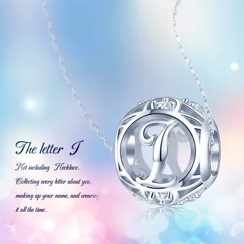 Miniatura 36 de FOREVER QUEEN - Dije con letra inicial de la A a la Z, para pulsera y collar, de plata de ley 925 con cuentas de circonita cúbica, joyería de regalo
