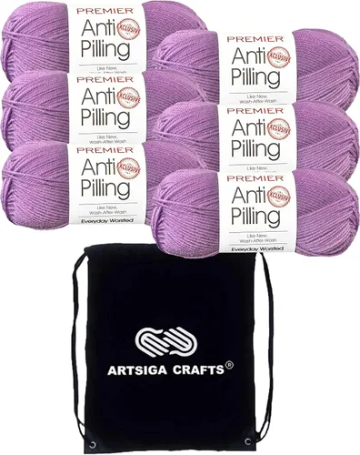 Miniatura 84 de Premier Yarns Everyday Anti-Pelusa Hilo Sólido Verde Pino DN100-8 (6-Madejas - Mismo Lote de Tinta) #4 Peso Estambre Acrílico para Tejer