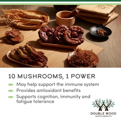 Miniatura 4 de Suplemento de mezcla de hongos, 1000 mg de los 10 hongos más importantes cultivados en EE. UU. (melena de león, reishi, cordyceps y más)