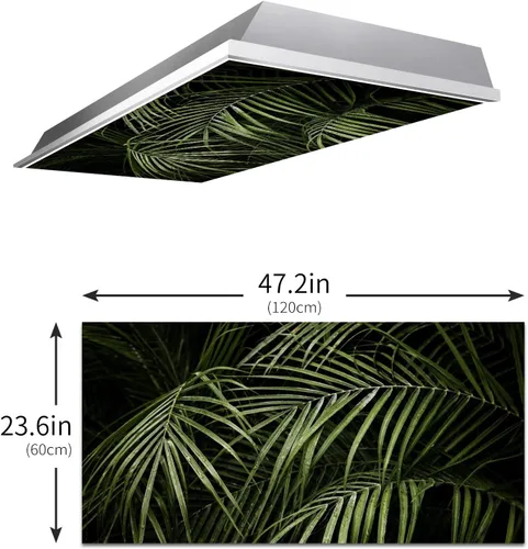 Miniatura 3 de Hojas de palmera tropicales, grandes, verde oscuro, cubiertas de luz fluorescente, 2 x 4, cubierta de luz de techo decorativo fluorescente