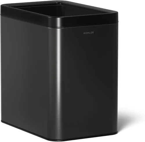 Miniatura 23 de KOHLER K-31315-BST - Bote de basura de dos compartimentos con tapa abierta de 22 litros, acero inoxidable negro