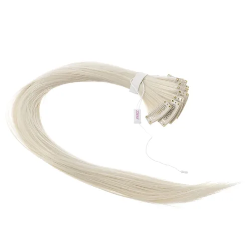 Miniatura 2 de SWACC 12 extensiones de cabello lacio de un color con clip, para mujer, extensiones de cabello sintético con rayas de color (rubio platinado)