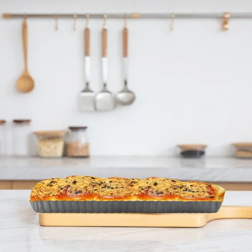 Miniatura 3 de Sartén rectangular antiadherente de 14 pulgadas para quiche con parte inferior extraíble para tartas, quiche para hornear, quiche, pasteles