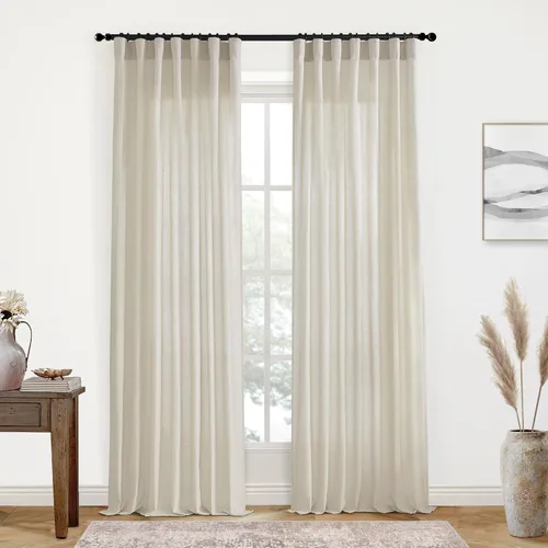 Miniatura 67 de XTMYI - Cortinas transparentes de 54 pulgadas de largo, juego de 2 paneles para baño, cortinas cortas de lino y algodón con semi privacidad