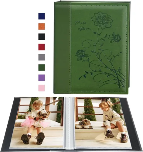 Miniatura 8 de Artmag Álbum de fotos de 5 x 7 pulgadas, páginas transparentes, con tapa de cuero, libro deslizante para 50 fotos verticales de 5 x 7 pulgadas