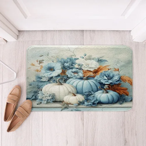 Miniatura 29 de Erosebridal Thanksgiving Turkey Bathroom Rugs - Fall Leaves Pumpkin Bath Mat for Kids Adults, Vintage Autumn Harvest Door Mat 16 x 24 Inch Rustic