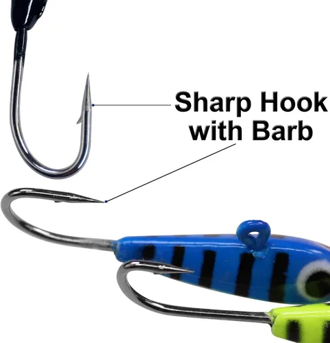 Miniatura 3 de THKFISH Plantillas de pesca en hielo Señuelos de pesca en hielo Equipo de pesca en hielo Kit de aparejos de pesca pequeños Crappie Panfish Jigs