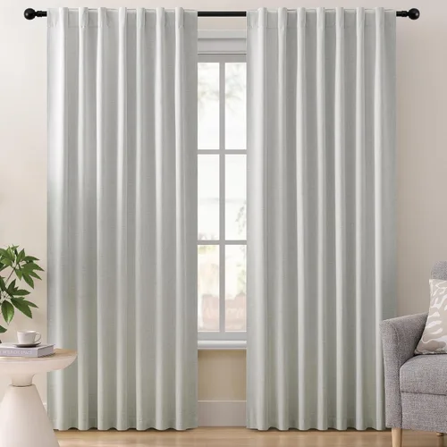 Miniatura 11 de Miss Seltex - Cortinas de lino 100% opacas para dormitorio, con aislamiento térmico, con textura de lino, con pestaña trasera, cortinas opacas