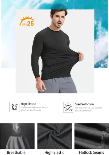 Miniatura 4 de HOPLYNN Paquete de 45 camisetas de compresión de entrenamiento para hombre, manga largacorta, camiseta atlética para deportes