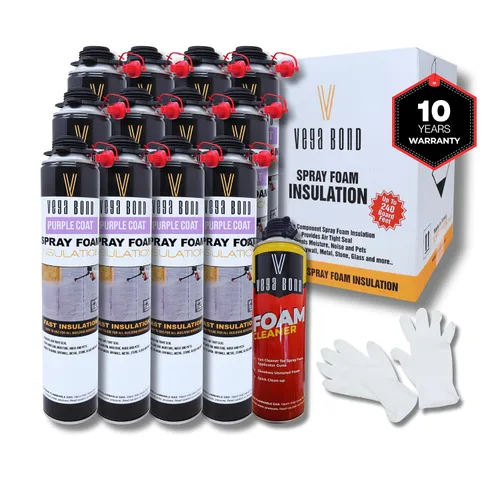 Miniatura 9 de Vega Bond SF001 paquete con pistola, un solo componente premium, autoexpandible, espuma en aerosol de aislamiento de celdas cerradas Purplecoat, 29