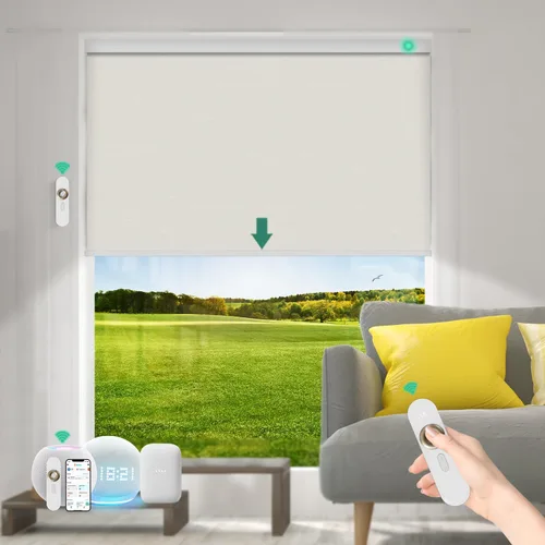 Miniatura 34 de Persianas motorizadas con control remoto [motor 100% opacas y silencioso] Persianas inteligentes compatibles con Alexa Google HomeKit, persianas
