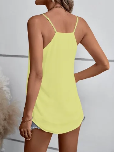 Miniatura 91 de Camiseta de chifón con tirantes delgados ajustables y cuello en V