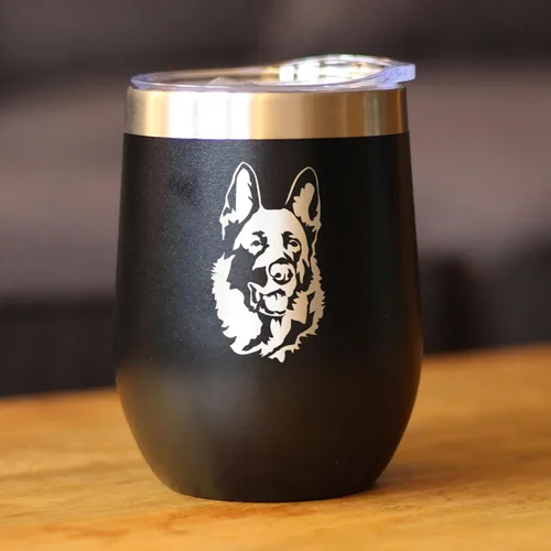 Miniatura 3 de Custom German Shepherd Personalized Wine Tumbler with Sliding Lid - Stemless Stainless Steel Insulated Cup - German Shepherds Outdoor Camping Mug
