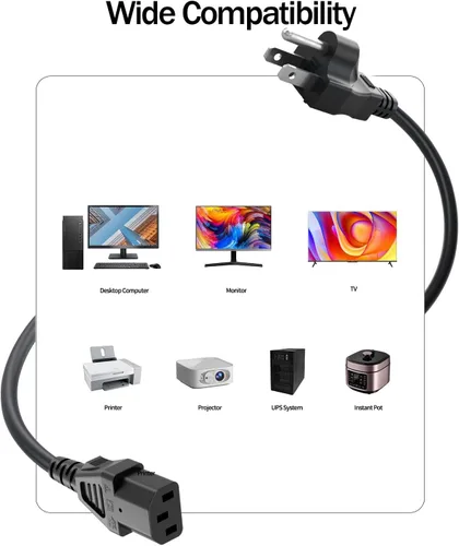 Miniatura 3 de Superer Cable de alimentación de CA de 3 clavijas apto para olla instantánea, olla a presión eléctrica, olla arrocera, máquina de leche de soja