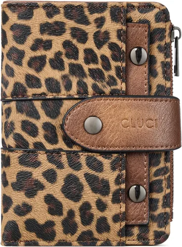 Miniatura 8 de CLUCI Cartera pequeña para mujer, de piel, delgada, plegable, con múltiples tarjeteros, organizador de diseño con ventana de identificación extraíble