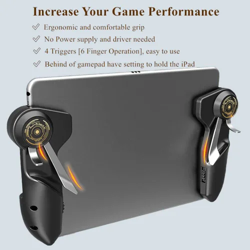 Miniatura 3 de PUBG - Controlador para tablet, Rakizbe 4 disparadores [operación de 6 dedos] Agarre sensible para disparar gamepad, compatible con iPad y tableta