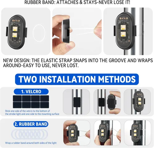 Miniatura 7 de 6 luces estroboscópicas LED inalámbricas con control remoto, 8 colores recargables, luces LED anticolisión, luces de advertencia de emergencia