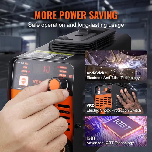 Miniatura 5 de VEVOR Soldador de Palo, Mini y Portátil 140Amp 2 en 1 Máquina de Soldadura ARC/Lift TIG, Soldador de Arco con Arranque en Caliente/Fuerza