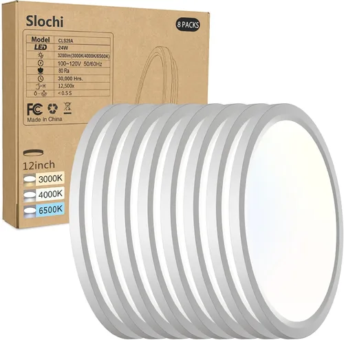 Miniatura 25 de Paquete de 2 lámparas LED de techo empotradas, 3000K-4000K-6500K y equivalente a 100W, lámpara de techo empotrada moderna para cocina de 15W