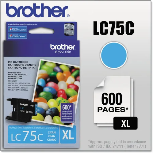 Miniatura 5 de Brother LC75BK - Cartucho original de tinta negra de alto rendimiento, tinta negra de repuesto, rendimiento de hasta 600 páginas, LC75 Negro