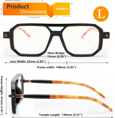 Miniatura 6 de FEISEDY Gafas de lectura vintage cuadradas con bloqueo de luz azul, para mujeres y hombres, de los años 70, planos, estilo aviador, Gafas B0090