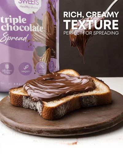 Miniatura 5 de Chocolate vegano para untar sin azúcar, postre triple de chocolate bajo en carbohidratos, aperitivo saludable sin azúcar añadido, sin gluten, sin