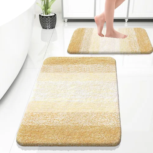 Miniatura 96 de OLANLY Juego de 2 alfombras de baño de microfibra suave y absorbente, antideslizantes, se pueden lavar y secar a máquina, alfombras de baño peludas