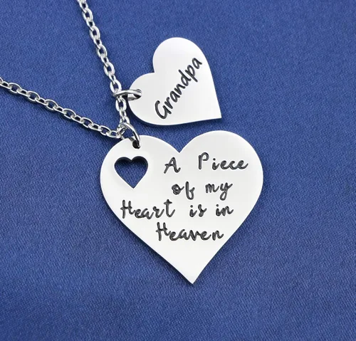 Miniatura 2 de JoycuFF A Piece of My Heart is in Heaven, regalos conmemorativos por la pérdida de ser querido, collar con colgante de plata de acero inoxidable