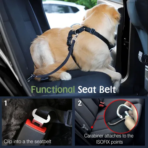 Miniatura 4 de VavoPaw cinturón de seguridad para perro, arnés de coche con peto de seguridad y hebilla ajustable para vehículo, cinturón de seguridad de nailon