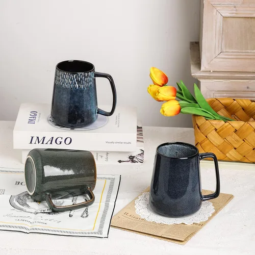 Miniatura 7 de Tazas de cerámica grandes para café, 24 onzas, diseño de asa extra grande, taza extra grande para té y café para oficina y hogar, apta