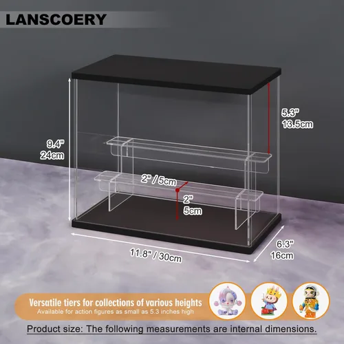 Miniatura 6 de LANSCOERY vitrina acrílica con iluminación LED, caja de exhibición de 3 niveles para coleccionables y figuras de acción, organizador transparente a