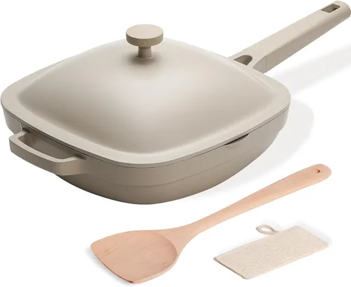 USELUCK Sartén de Cerámica de 10.5 Pulgadas (3.8QT) con Tapa, Sartenes Antiadherentes de Freír de Aluminio Fundido Sartenes Hondas para Saltear,