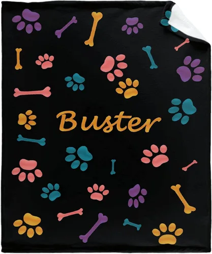 Miniatura 10 de Manta Personalizada de Huellas de Perro con Foto y Nombre para Amantes de Mascotas, Manta Suave de Franela de Vellón Regalo para Amantes de Perros