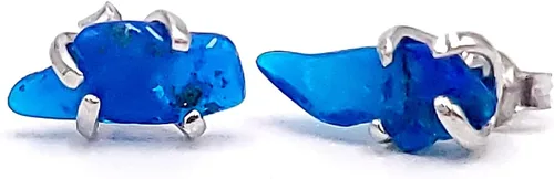 Miniatura 113 de Natural raw gemstone stud earrings with white gold over 925 sterling silver, 6 to 7mm rough genuine quality birthstone gift for her, Uniquelan
