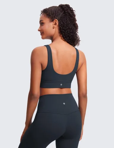 Miniatura 49 de CRZ YOGA Butterluxe - Brasier deportivo con espalda en U para mujer, cuello redondo, acolchado, de bajo impacto, para yoga, entrenamiento
