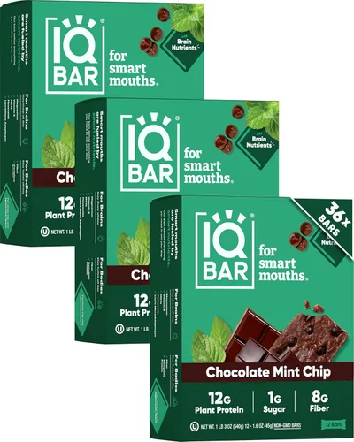 Miniatura 34 de IQBAR - Barras de proteínas para el cerebro y el cuerpo a base de plantas - Banana y nuez - 24 unidades - Keto, veganas, bajas en carbohidratos