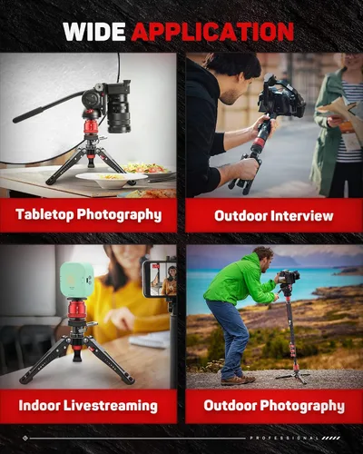 Miniatura 7 de IFOOTAGE Mini trípode para cámara, trípode pequeño profesional de mesa con pedal para fotografía, trípode de escritorio con carga máxima de hasta