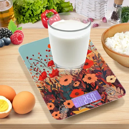 Miniatura 7 de Autumn Poppy Flowers01 Báscula de alimentos para cocina, báscula digital de alimentos, onzas y gramos, para hornear, cocinar, paneles de vidrio