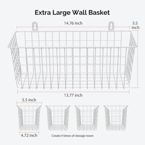 Miniatura 2 de MaraFansie Cesta de alambre [extragrande] organizador de pared colgante para gabinete, cesta de almacenamiento para estantes montados en la pared