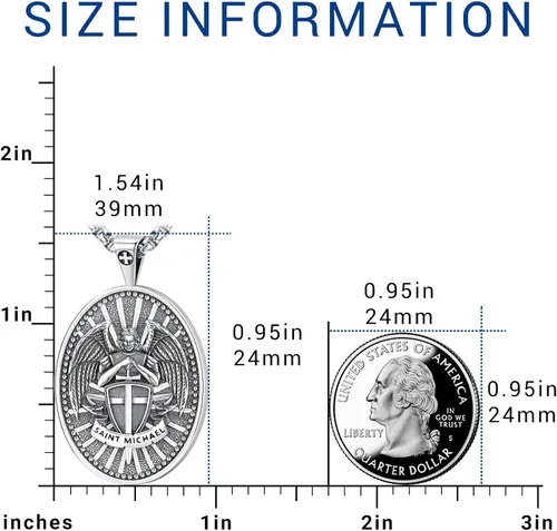 Miniatura 141 de Eusense Saint Necklace Sterling Silver 925 Protection Jewelry for Men Women Patron St Medals Amulet Pendant