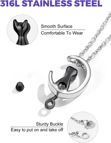 Miniatura 6 de Richsteel Collares de urna para cenizas para mujeres y hombres, collar con colgante de cremación para cenizas, joyería conmemorativa de acero